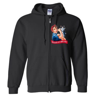 Childless Cat Ladies Vote Rosie The Riveter Full Zip Hoodie