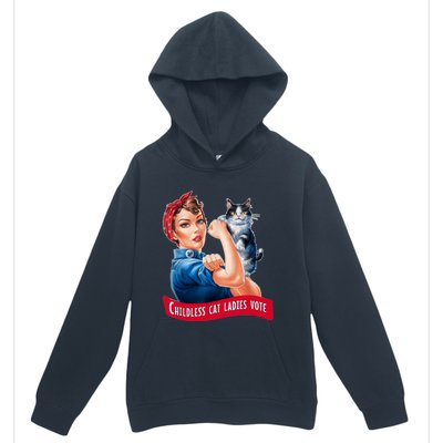 Childless Cat Ladies Vote Rosie The Riveter Urban Pullover Hoodie