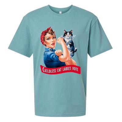 Childless Cat Ladies Vote Rosie The Riveter Sueded Cloud Jersey T-Shirt