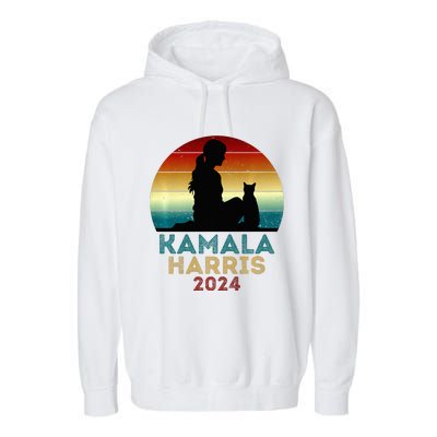 Childless Cat Lady For Kamala Harris President 2024 Election Garment-Dyed Fleece Hoodie