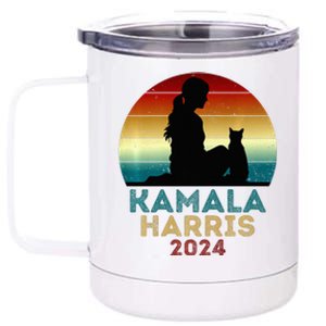 Childless Cat Lady For Kamala Harris President 2024 Election 12 oz Stainless Steel Tumbler Cup