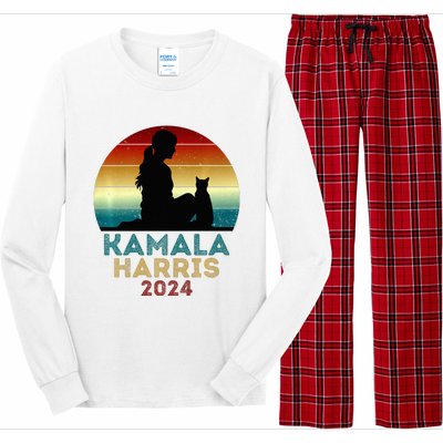 Childless Cat Lady For Kamala Harris President 2024 Election Long Sleeve Pajama Set