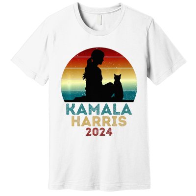 Childless Cat Lady For Kamala Harris President 2024 Election Premium T-Shirt