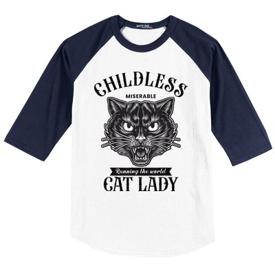 Childless Cat Lady Miserable Childless Cat Lady Kamala 2024 Baseball Sleeve Shirt