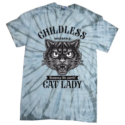 Childless Cat Lady Miserable Childless Cat Lady Kamala 2024 Tie-Dye T-Shirt