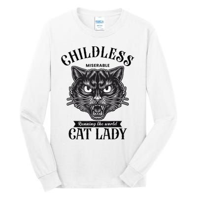 Childless Cat Lady Miserable Childless Cat Lady Kamala 2024 Tall Long Sleeve T-Shirt