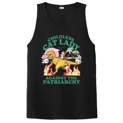 Childless Cat Lady Against The Patriarchy Cat Riding Dino PosiCharge Competitor Tank