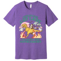 Childless Cat Lady Against The Patriarchy Cat Riding Dino Premium T-Shirt