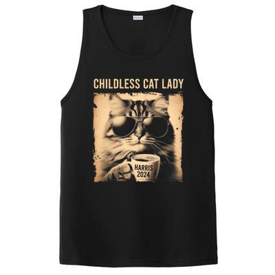 Childless Cat Lady Vintage Coffee Cat Kamala 2024 PosiCharge Competitor Tank