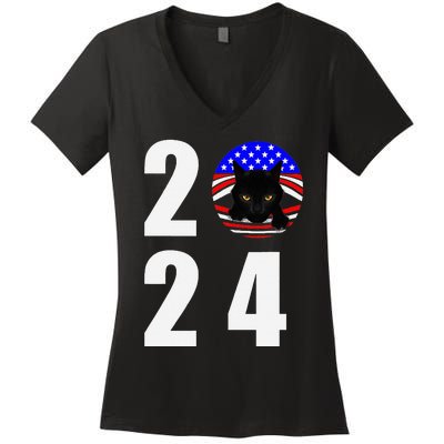 Childless Cat Ladies Vote 2024 Retro Women's V-Neck T-Shirt