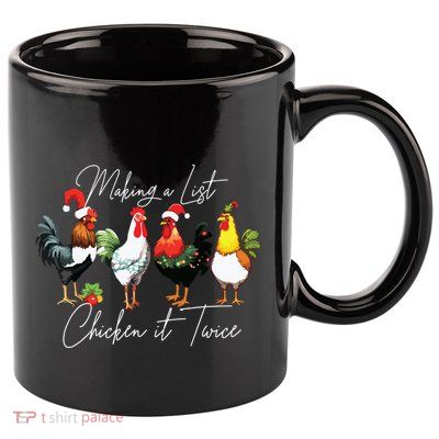 Christmas Chicken Lover Xmas Santa Hat Funny Farm Gift 11oz C Handle Ceramic Mug