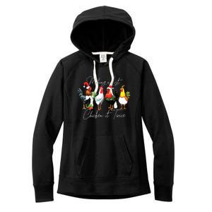 Christmas Chicken Lover Xmas Santa Hat Funny Farm Gift Women's Fleece Hoodie