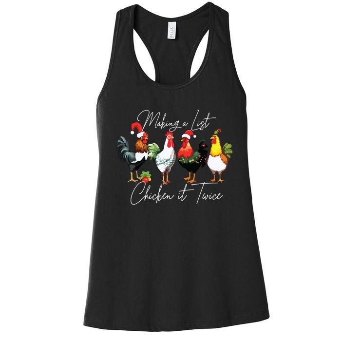 Christmas Chicken Lover Xmas Santa Hat Funny Farm Gift Women's Racerback Tank