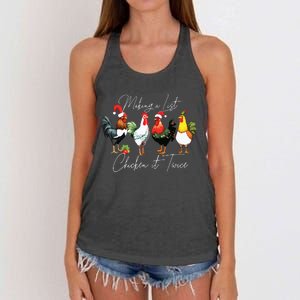 Christmas Chicken Lover Xmas Santa Hat Funny Farm Gift Women's Knotted Racerback Tank