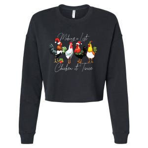 Christmas Chicken Lover Xmas Santa Hat Funny Farm Gift Cropped Pullover Crew