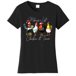 Christmas Chicken Lover Xmas Santa Hat Funny Farm Gift Women's T-Shirt