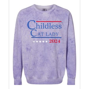 Childless Cat Lady 2024 Ladies Is Voting Kamala Colorblast Crewneck Sweatshirt