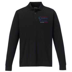 Childless Cat Lady 2024 Ladies Is Voting Kamala Performance Long Sleeve Polo