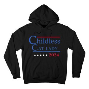 Childless Cat Lady 2024 Ladies Is Voting Kamala Hoodie