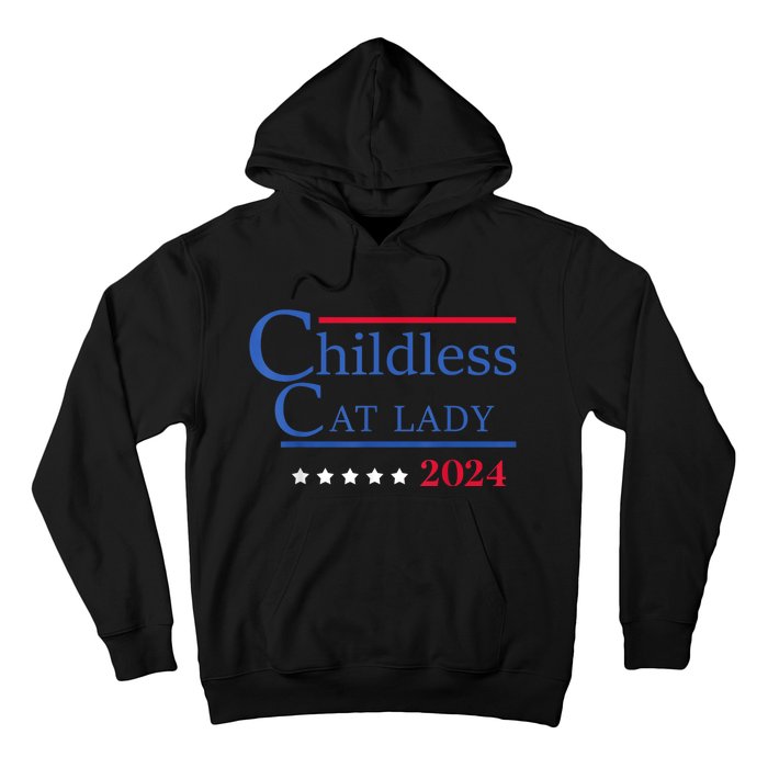 Childless Cat Lady 2024 Ladies Is Voting Kamala Hoodie