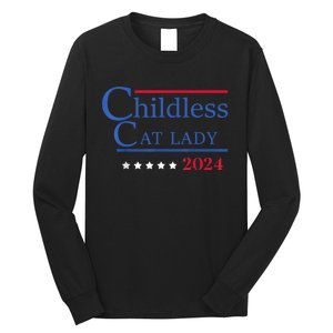 Childless Cat Lady 2024 Ladies Is Voting Kamala Long Sleeve Shirt