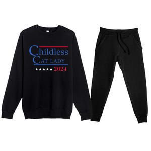 Childless Cat Lady 2024 Ladies Is Voting Kamala Premium Crewneck Sweatsuit Set