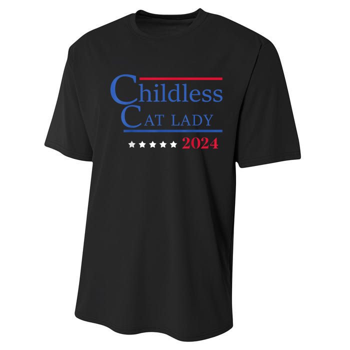 Childless Cat Lady 2024 Ladies Is Voting Kamala Performance Sprint T-Shirt