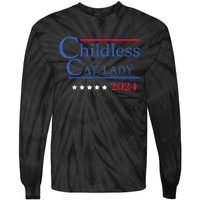 Childless Cat Lady 2024 Ladies Is Voting Kamala Tie-Dye Long Sleeve Shirt