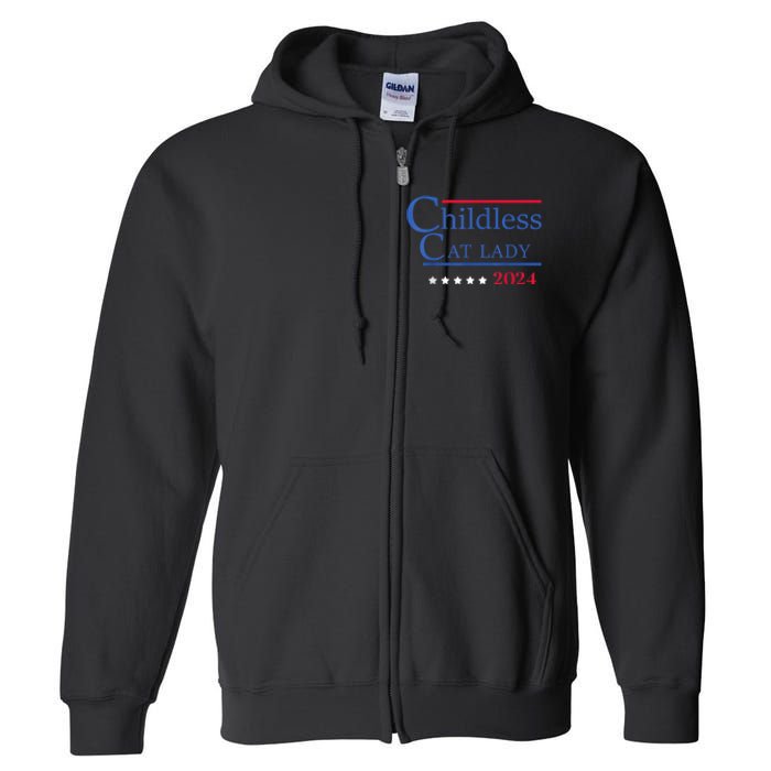 Childless Cat Lady 2024 Ladies Is Voting Kamala Full Zip Hoodie