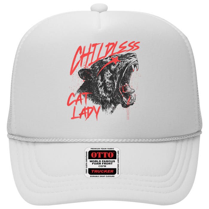 Childless Cat Lady Childless Cat Lady Kamala 2024 High Crown Mesh Back Trucker Hat