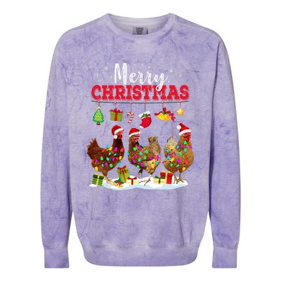 Chicken Christmas Lights Merry Xmas Family Matching Pajama Colorblast Crewneck Sweatshirt