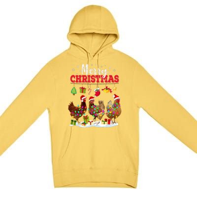 Chicken Christmas Lights Merry Xmas Family Matching Pajama Premium Pullover Hoodie