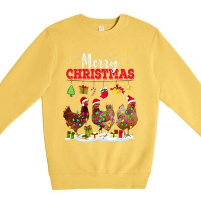 Chicken Christmas Lights Merry Xmas Family Matching Pajama Premium Crewneck Sweatshirt