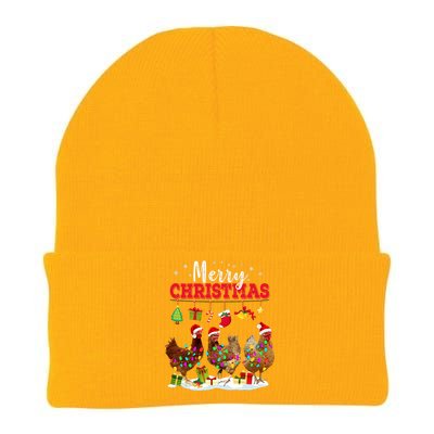 Chicken Christmas Lights Merry Xmas Family Matching Pajama Knit Cap Winter Beanie