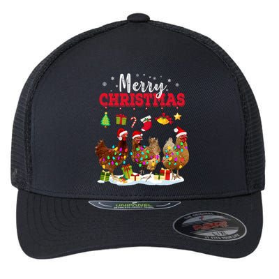 Chicken Christmas Lights Merry Xmas Family Matching Pajama Flexfit Unipanel Trucker Cap