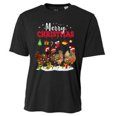 Chicken Christmas Lights Merry Xmas Family Matching Pajama Cooling Performance Crew T-Shirt