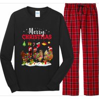 Chicken Christmas Lights Merry Xmas Family Matching Pajama Long Sleeve Pajama Set