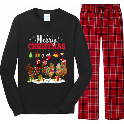 Chicken Christmas Lights Merry Xmas Family Matching Pajama Long Sleeve Pajama Set