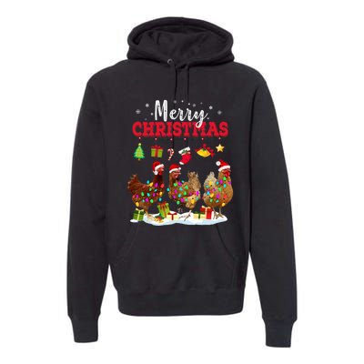 Chicken Christmas Lights Merry Xmas Family Matching Pajama Premium Hoodie