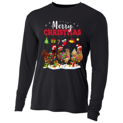 Chicken Christmas Lights Merry Xmas Family Matching Pajama Cooling Performance Long Sleeve Crew