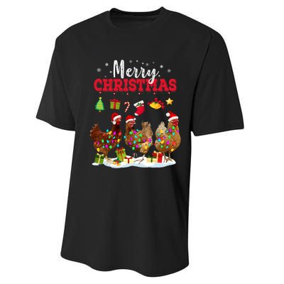 Chicken Christmas Lights Merry Xmas Family Matching Pajama Performance Sprint T-Shirt