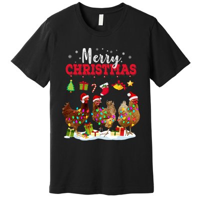 Chicken Christmas Lights Merry Xmas Family Matching Pajama Premium T-Shirt