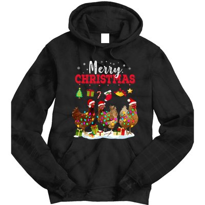 Chicken Christmas Lights Merry Xmas Family Matching Pajama Tie Dye Hoodie