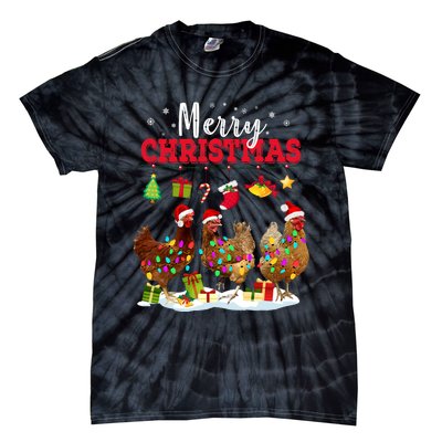 Chicken Christmas Lights Merry Xmas Family Matching Pajama Tie-Dye T-Shirt