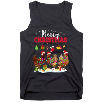 Chicken Christmas Lights Merry Xmas Family Matching Pajama Tank Top