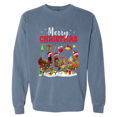 Chicken Christmas Lights Merry Xmas Family Matching Pajama Garment-Dyed Sweatshirt