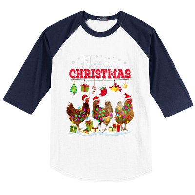 Chicken Christmas Lights Merry Xmas Family Matching Pajama Baseball Sleeve Shirt