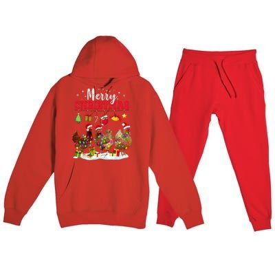 Chicken Christmas Lights Merry Xmas Family Matching Pajama Premium Hooded Sweatsuit Set