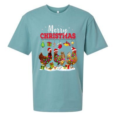 Chicken Christmas Lights Merry Xmas Family Matching Pajama Sueded Cloud Jersey T-Shirt