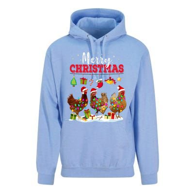 Chicken Christmas Lights Merry Xmas Family Matching Pajama Unisex Surf Hoodie